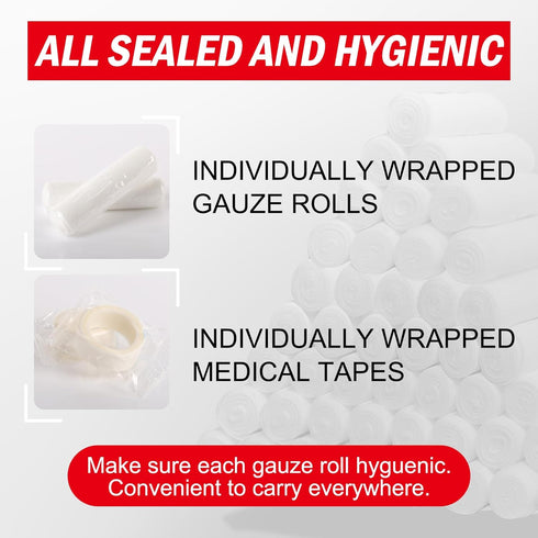 90 Pack, 4 4.1 Mummy DMSKY Gauze Rolls in x Yards, Individually Wrapped Gauze Wrap Roll for Wounds,Premium Rolled Gauze