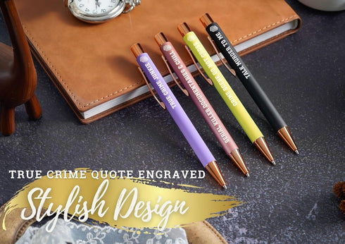 InnoBeta Ballpoint Pen Set of 4, True Crime Gifts for Crime Lovers, Gift Ideas for True Crime Podcast Junkies, Women