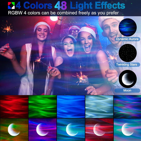 Cadrim Star Projector with Bluetooth Speaker Remote, Galaxy Projector Northern Lights Aurora Projector with Moon Star