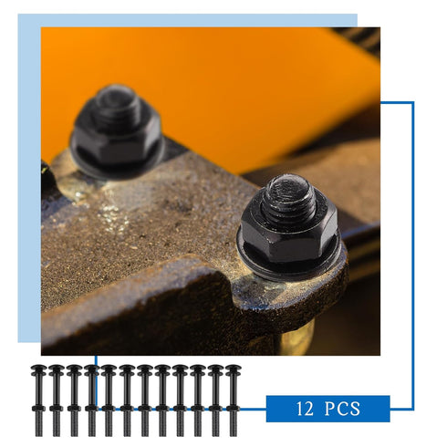 Zonon Carriage Bolt Kit, Galvanized Carriage Bolt Set with Rust Resistance Bolts, Washers, and Nuts (12 Sets, Black,