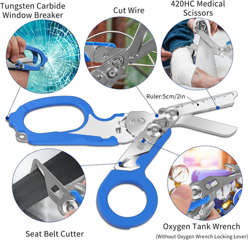 6 1 In Multifunctional Trauma Shears, Emergency Response Shears, Stainless Steel Foldable Shears With Holster, Medical