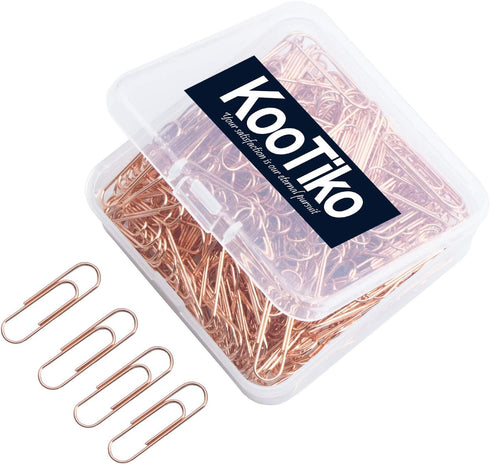 Rose Gold Cute Paper Clips, 300 Pcs Smooth Stainless Steel Paperclips for Office, School, Home Supplies