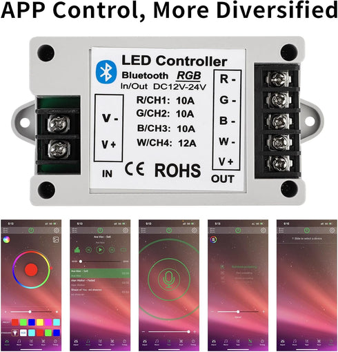 LIVE4COOL RGB/RGBW LED Bluetooth Controller RGB LED Strip Light Controller Phone APP Control for 5050 3528 RGB LED Strip Lights (Suitable for iOS & Android System)