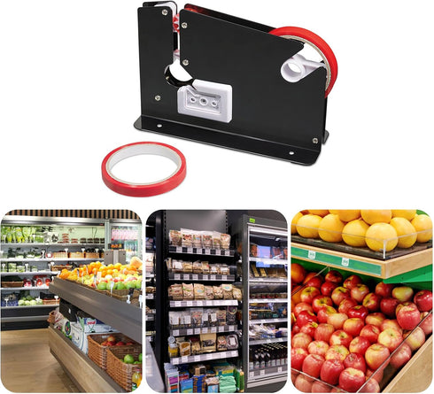Heavy Duty Poly Bag Sealer Tape Machine, Steel Bag Sealing Dispenser for Fruits, Greens & Meat Packaging
