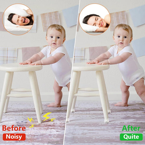 BAIPOK 36Pcs Round Chair Leg Floor Protectors, Silicone Caps with Felt Bottom for Hardwood Floors, Clear