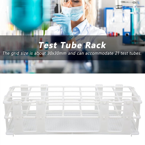 Test Tube Rack, 21-Hole 30mm Lab Test Tube Rack Holder, Assembled Plastic Detachable Sample Bottle Rack Holder for Laboratory