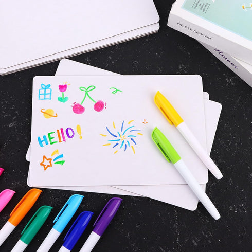 Set of 50 Small White Board Dry Erase Boards, Mini 9"x6” Double Sided Personal Whiteboards for Classroom