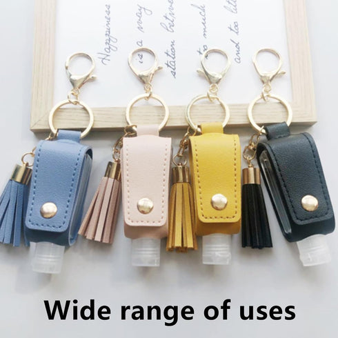 Cbhoktyue 2 Pcs Hand Sanitizer Holder Keychain, Portable Empty Squeeze Bottles Hand Sanitizer Travel Holder Bottle