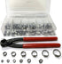 200 Pcs 304 Stainless Steel Stepless Single Ear Hose Clamps with Pincers Crimper Tool Kit for Automotive