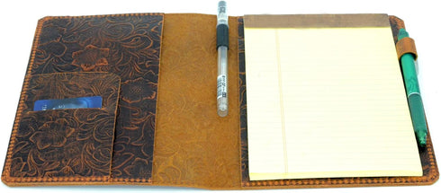 JJNUSA Leather Cover for Legal Pad Writing Steno Pads - 5" x 8", Distressed Genuine A5 Leather Cover