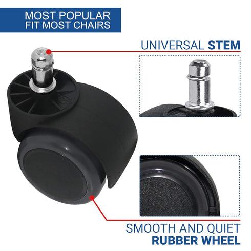 Guildrey Office Chair Caster Wheels, Set of 5, 7/16” Stem Diameter, Easy Install, Protecting Floor Rubber
