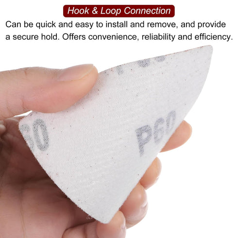 60pcs Triangular Hook & Loop Sandpapers, 40/60/80/100/120/150 Grits Aluminum Oxide Sanding Pads