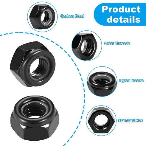 Yinpecly 150Pcs M3 0.5mm M3 x Nylon Insert Hex Lock Nuts Carbon Steel Zinc Plated Locknuts Self-Locking Nut Metric