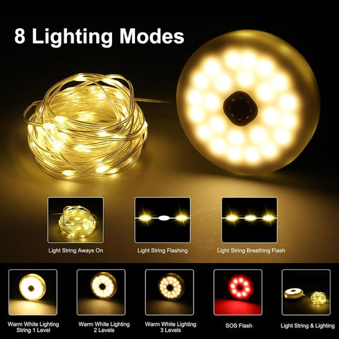4 1 42.6Ft 160LEDs, SMY Lighting in Solar Camping String Lights, Ultra Long String with Solar Powered and USB