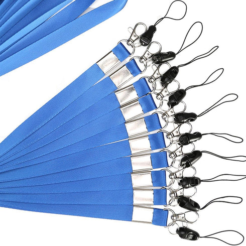 YOUOWO 10 Pack Neck Lanyard, Office Nylon Blue Lanyards with J-Hook for Badge Holders, ID Name Badges