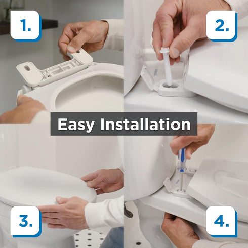 G009921325 Gerber Elongated Toilet Seat with Cover, Soft Close, No Slam, Quick & Easy Install, Heavy-Duty Plastic