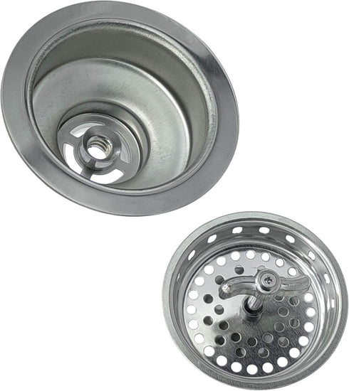 Spin and Seal Kitchen Basket Strainer, Solid Stainless Steel, Fits 3-1/2"-4" Universal Fit