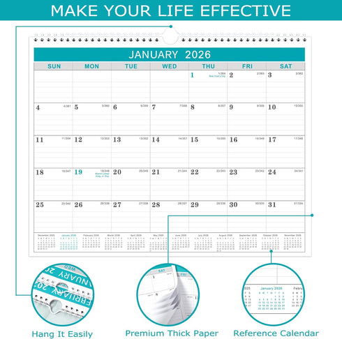 Calendar 2025-2026 - 18 Months Wall Calendar from July 2025 to December 2026 (11.5" x 14.6")
