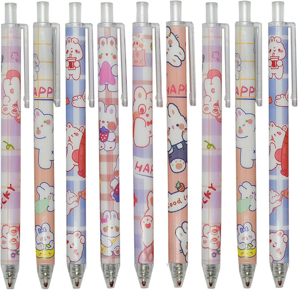 Maydahui 12PCS Rabbits Carrots Gel Pen, Cute Cartoon Pens, Retractable Black Ink for School Supplies