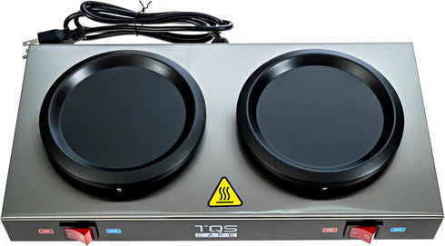 2-Burner Commercial Dual Coffee Decanter Warmer Plate Electric Coffee Warmer for Use Stainless Steel Coffee Pot Warmer