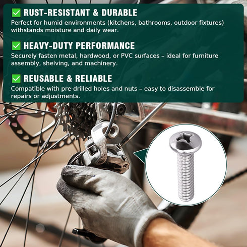 1/4-20 x 1-1/4" Pan Head Machine Screw, 304 Stainless Steel, 25 Pcs