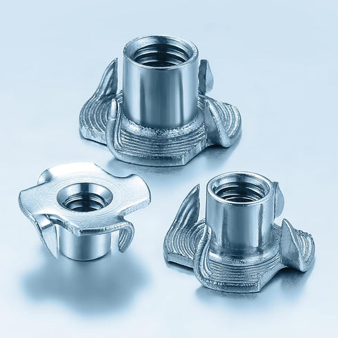 Wensilon 1/4 20 (100 T-Nuts * pcs), zinc Plated Steel, for Wood, Climbing Holds and cabinets