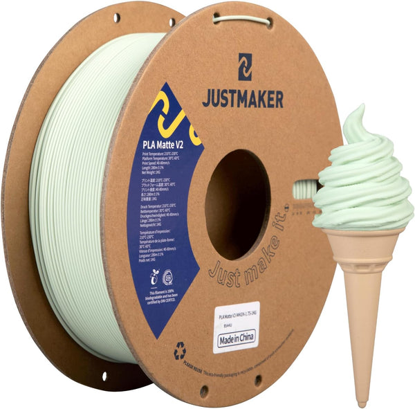 Matte PLA+ 3D Printer Filament, 1.75mm, 1kg, Milk Green with Upgrade Cardboard Spool