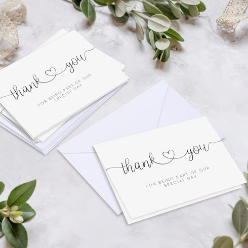 LUXAVELLA 12 PACK Thank You Cards Wedding with Envelopes& Stickers, Wedding Vendor Thank You Card.
