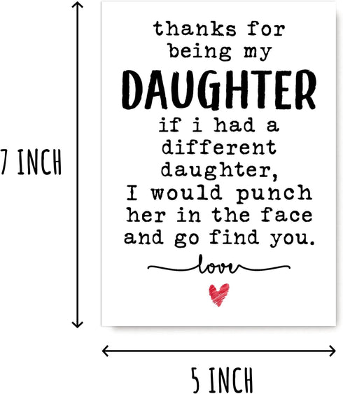 NTVShop Thank You Card - For Being My Daughter Card - Funny Birthday Card - Humorous Daughter Christmas Keepsake - Gift