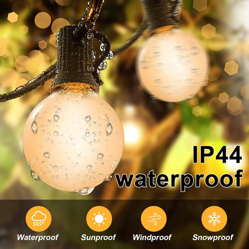 25 Pack G40 LED Globe Frosted Light Bulbs, Warm White, E12 Screw Base, Shatterproof Replacement for Indoor Outdoor