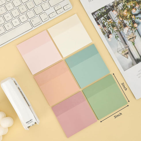 EOOUT Transparent Sticky Notes, 6 Pads 3x3 Inch, 6 Colors Pastel Clear Self-Adhesive Waterproof Translucent Sticky Notes, 300 Sheets, for Bible Tabs, Book Tabs, School Supplies, Office by EOOUT