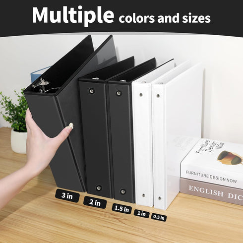 SUNEE Black 3 Ring Binder, 3 Inch, Clear View PVC-Free Binder for School or Office Supplies, Fits 8.5x11 Inches
