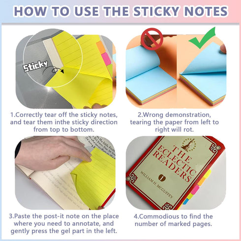 Sticky Notes Set, 410 Pack Colored Divider Sticky Notes Pads for School, Office, Planner, Book Notes, Bible Sticky Notes