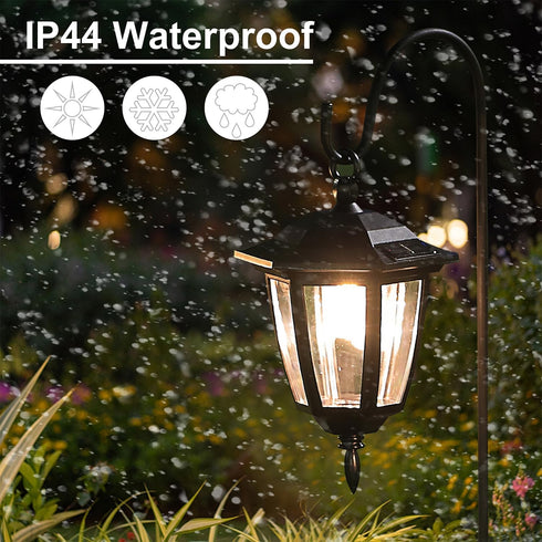 2 Pack 2 38 Inch Dynaming Solar Hanging Lights Outdoor, Solar Powered Garden Decorative Lanterns with x Shepherd Hooks