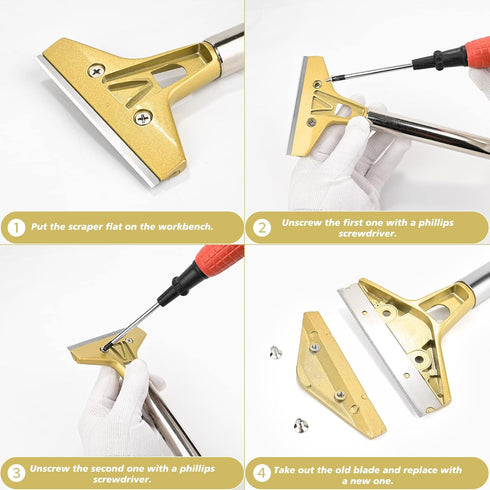 EHDIS 1.5'' and 4'' Glass Scraper Tool, Razor Blade Scraper for Cleaning Windows, Glass, Tiles, Wall, Labels, Floor
