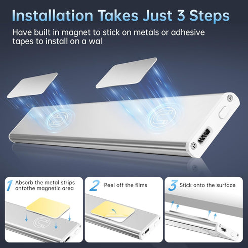 Lighting,5 Pack Indoor,3 Dimmable,Magnetic Closet Counter Under Cabinet Rechargeable Motion Sensor Light Colors Lights