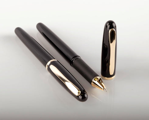 Better Office Products Executive Black Gel Pen, 2 Pack, Classic Business Pen, Black 0.7mm Medium Point, Gold Accents