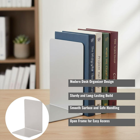 Syyavrrta Metal Bookends for Desk - Stylish Desk Organizers for Home Office and Study Room