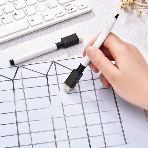 Magnetic Dry Erase Markers Whiteboard Erase Marker with Erasers Cap for School and Office, Black (60 Pieces)