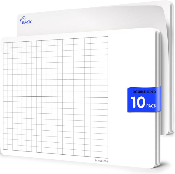 SCRIBBLEDO XY Graph Dry Erase Sheets | 11”x14” Math Practice Whiteboard Sheets, Pack of 10 for Classroom Supplies