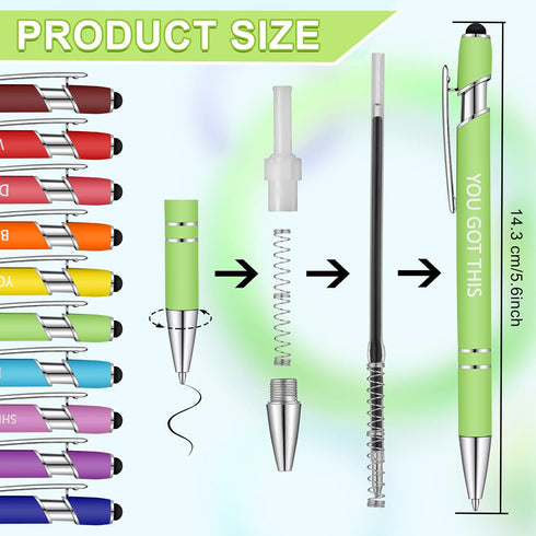 Office Pens Funny Pens Inspirational Quotes Ballpoint Pen Metal Motivational Macaron Touch Stylus Pens for Office gifts, Black Ink (10 Pieces) by Eersida