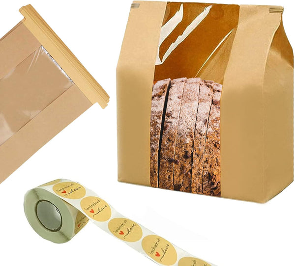 NOONEAST 100 Pack Large Paper Bread Bags for Homemade Bread Sourdough Bags 14"