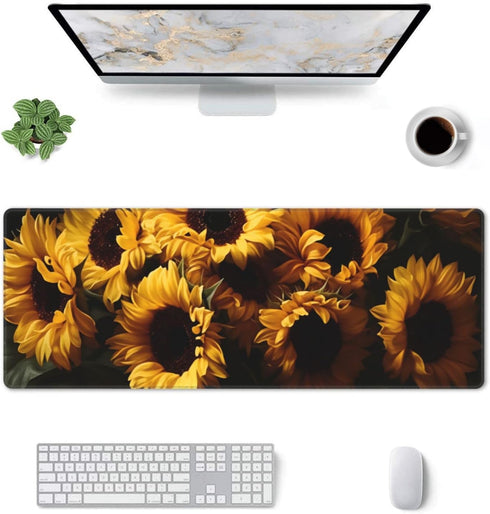 HFDSIFBUJ 31.5" 12",3 Mm Sunflower Bouquet Yellow Flowers Extended Mouse Pad X Thick Non-Slip Rubber Desk Mat