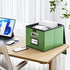 Huolewa Portable Leather File Organizer Boxes, Collapsible Document Storage with Lids for Letter/Legal Files