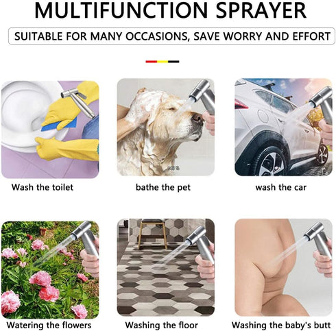 BlitzBite 304 Handheld Bidet Sprayer,Toilet or Wall Mounted leaking Hose, Multi-function Shower Stainless Steel