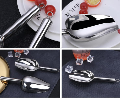 3 Oz,Stainless Metal Ice Scoop Steel Small Ice Scooper for Ice Bucket - Kitchen Gadgets Cookie Flour Pet Dog Food Scoop