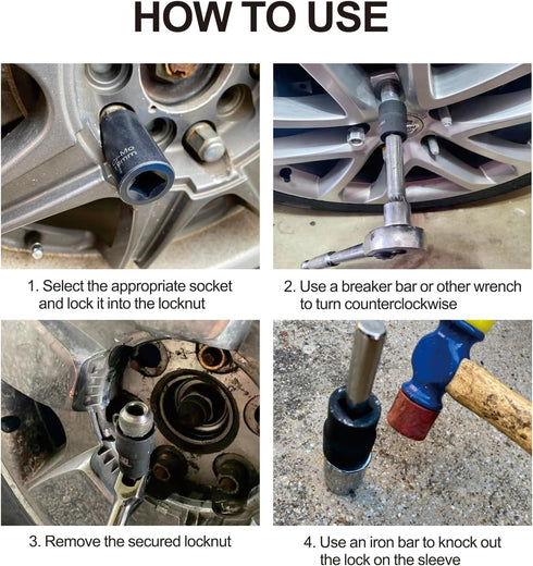 VEHIRETL 22pcs Set 8-27mm 1/2" 3/8" Frozen Set Bolt Nut Extractor Metric Impact Lug Removal Tool and Drive Wheel Lock