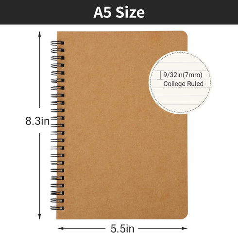 EUSOAR Hardcover College Ruled Spiral Notebooks, A5 3Packs 5.5"x8.3" 120 Pages Lined Travel Writing Subject Notebooks Journal, Memo Notepad Sketchbook, School Office Business Diary Journal by EUSOAR