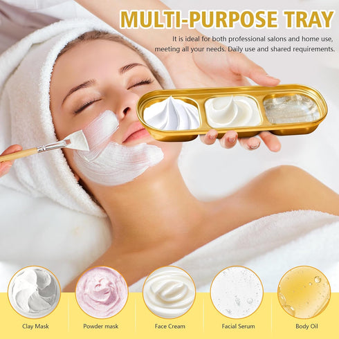 Chihutown 8PCS 3-Compartment 8.113.150.94in/20.682.4cm Esthetician Bowls, Thickened Stainless Steel Facial Skincare