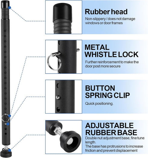 Povtulu 17-50 inches Sliding Door Security Bar, Window Security Bar with Rubber Tips, Sliding Door Lock Bars for Window